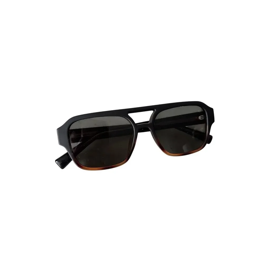 Unbranded Black and Brown Rectangular Sunglasses